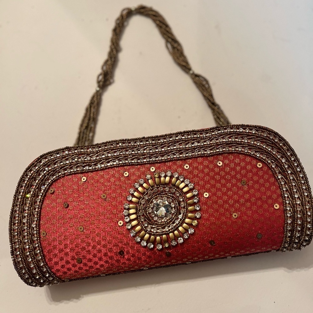 Vintage LHIL Japanese Chinese Style Beaded Purse Clutch